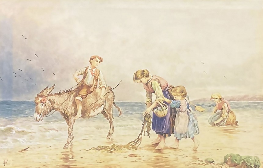 Birket Foster, Four Children Along the Shore, Mending a New, By on Mule
Watercolor