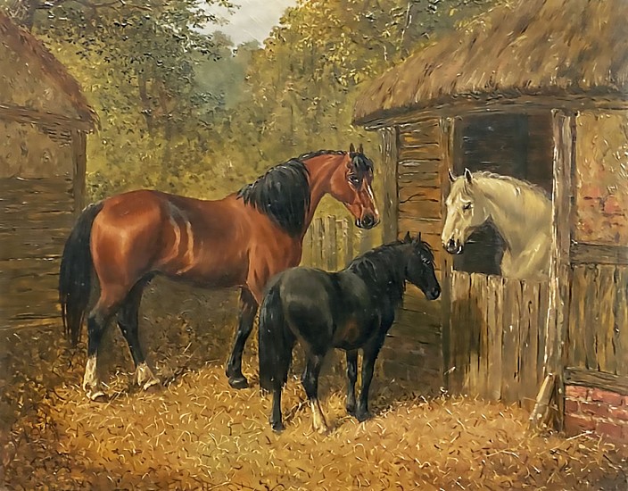 John Frederick Herring, Three Horses Near a Stable
Oil on Canvas