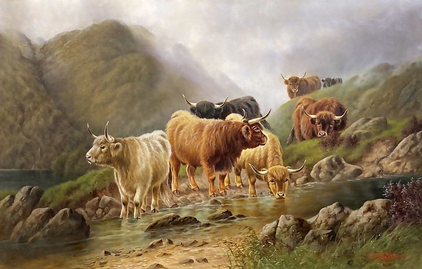 William P. Hollyer, In the Scotch Highlands
Oil on Canvas