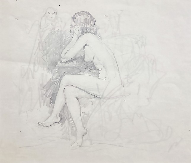 Francis Humphry Woolrych, Seated Nude Profile with Head in Hands
Pencil Drawing