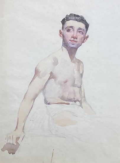 Francis Humphry Woolrych, Seated Nude with Dark Hair on a Stool
Watercolor