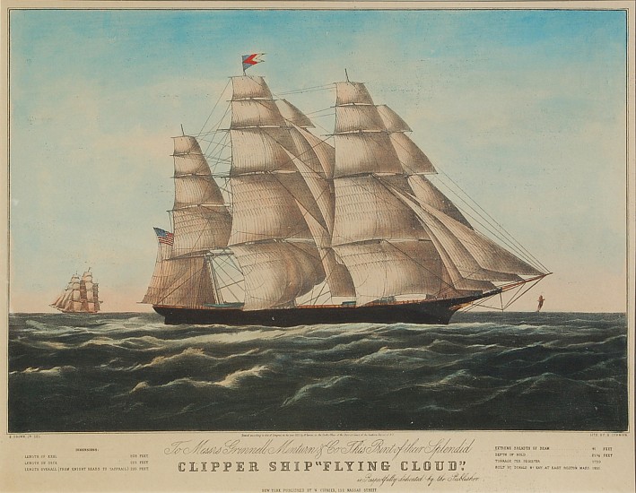 Currier & Ives, Clipper Ship Flying Cloud
Hand Colored Lithograph