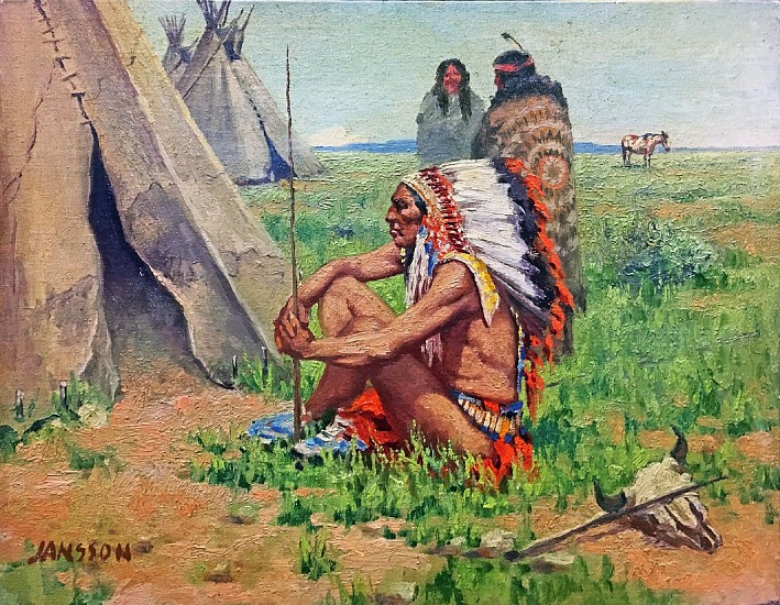 Arthur Jansson, Seated Indian Chief
Oil on Artist Board