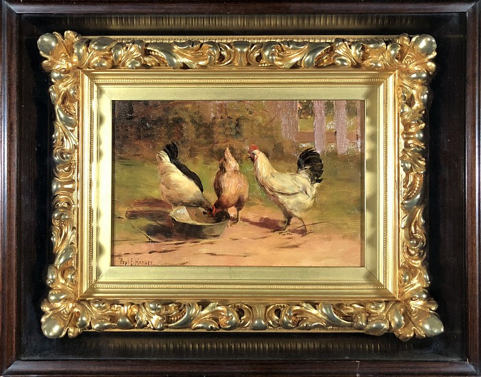 Paul Harney, Three Chickens Feeding
Oil on Canvas