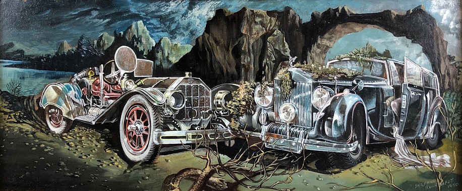 Siegfried Gerhard Reinhardt, An American Underslung and a Rolls Royce Silver Dawn
1948, Oil on Panel