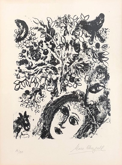Marc Chagall, Head of a Girl, Head of a Goat and Tree
Lithograph