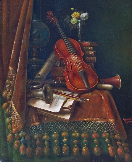 Charles Alfred Meurer, Still Life of Musical Instruments
1878, Oil on Canvas