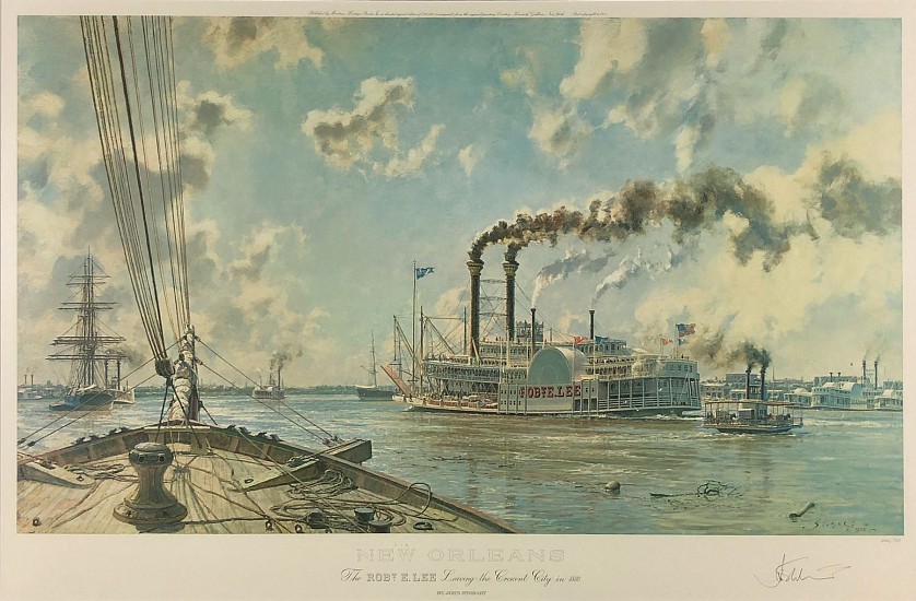 John Stobart, New Orleans, the Robert E. Lee Leaving the Crescent City
Color Lithograph