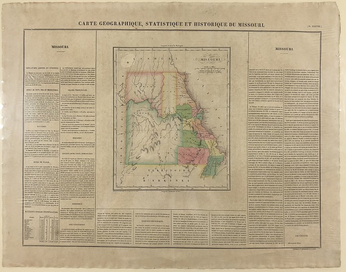 J. Carez, Map of Missouri
1820, Hand Colored Engraving