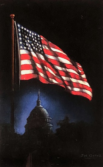 Syd Cockell, American Flag and Capitol
1942, Oil on Velvet