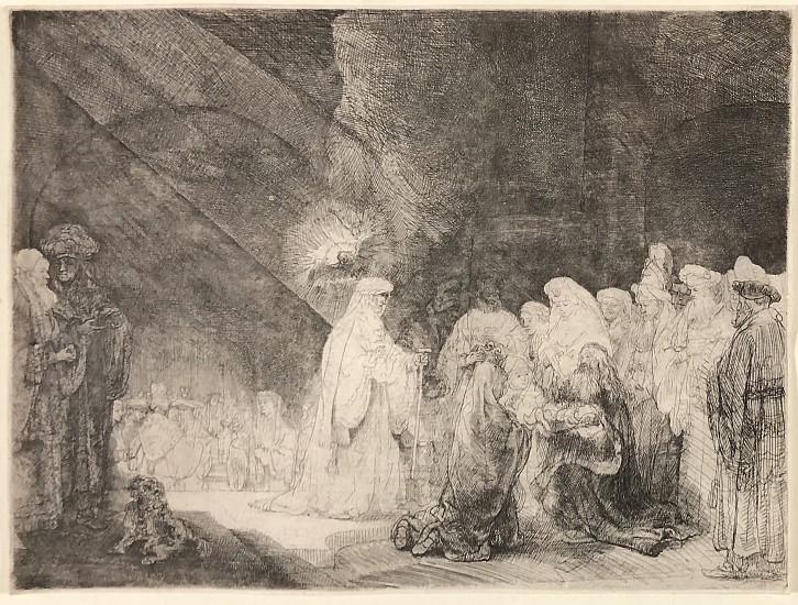 Rembrandt Van Rijn, The Presentation at the Temple (Simeon's Hymn of Praise"
c. 1640, Etching