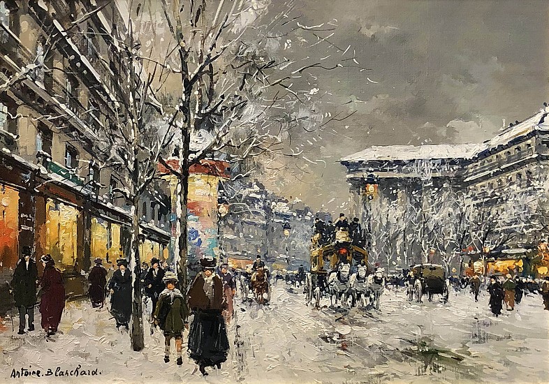 Antoine Blanchard, Boulevard de la Madeleine Sous la Neige
Oil on Canvas