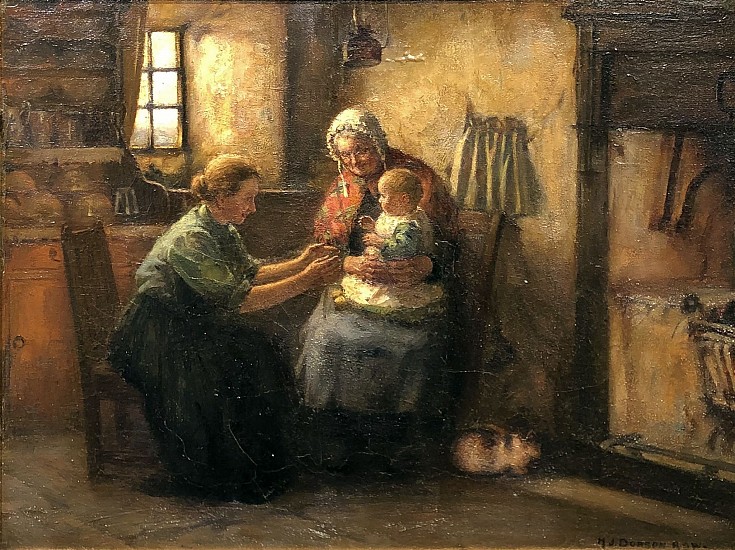 Henry John Dodson, Two Women and Child
Oil on Canvas