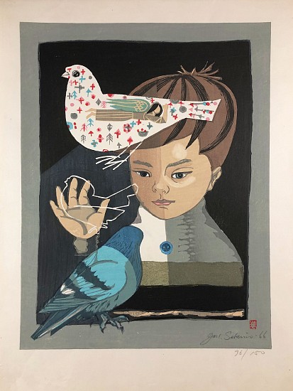 Junichiro Sekino, Boy with Birds
1966, Woodblock Print
