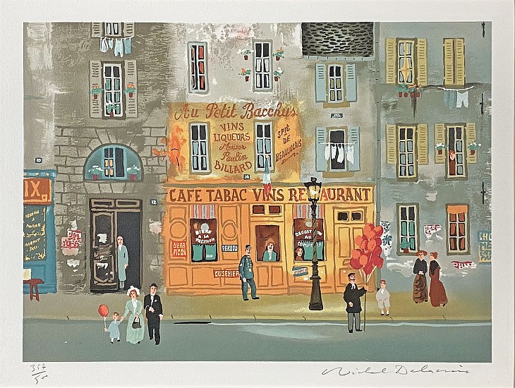 Michelle Delacroix, Cafe Tabac Vins, from Souvenirs of Paris
Color Lithograph