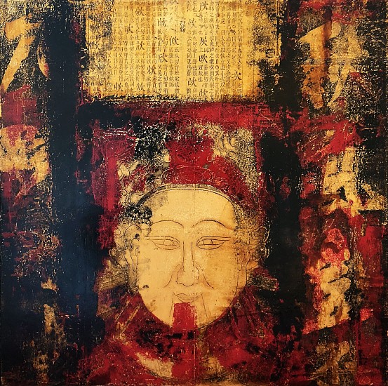 Huang Gang, Sacred Gold
Mixed Media including Gold Gilding, Decoupage, Oil on Panel