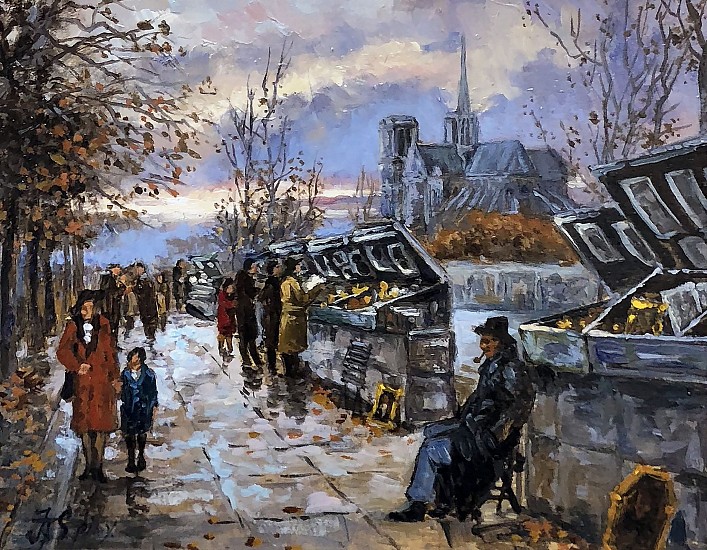 Irek Szelag, Vendors Along the Seine, Paris
Oil on Canvas