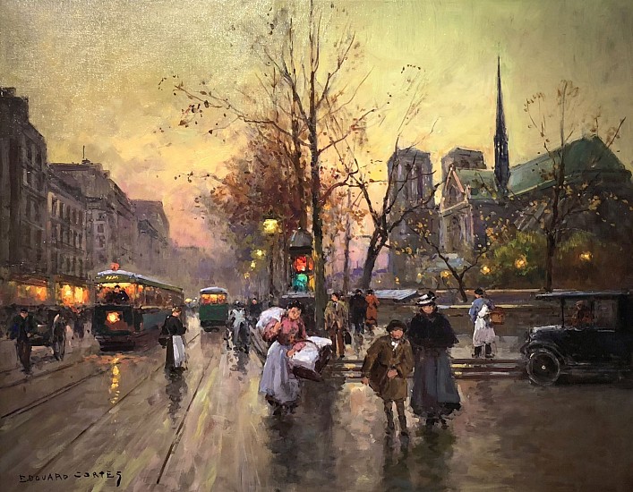 Edouard Cortes, Quai De La Seine, Notre Dame au Printemps
Oil on Canvas