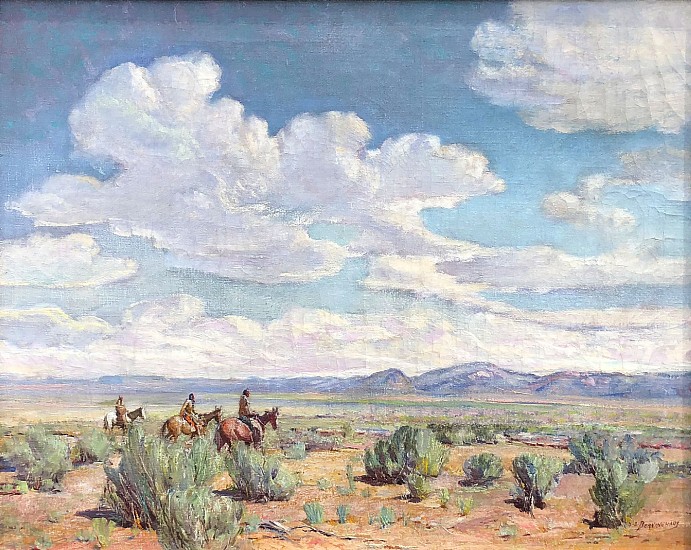 Oscar E Berninghaus, On the Mesa, Taos
Oil on Canvas
