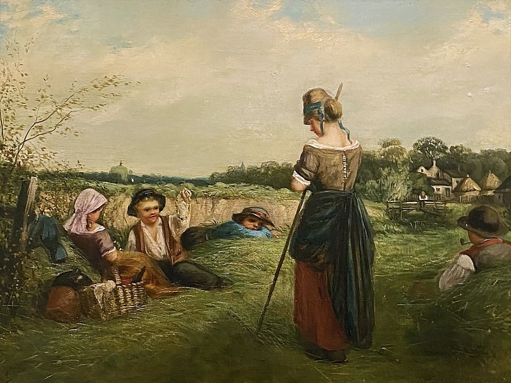 Charles Frederick Lowcock, Pastoral Scene with Figures Picnicking
Oil on Canvas