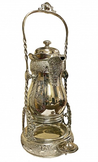Rogers and Company, Water Pitcher with Porcelain Liner and Cradle
Silver Plate with Porcelain Liner