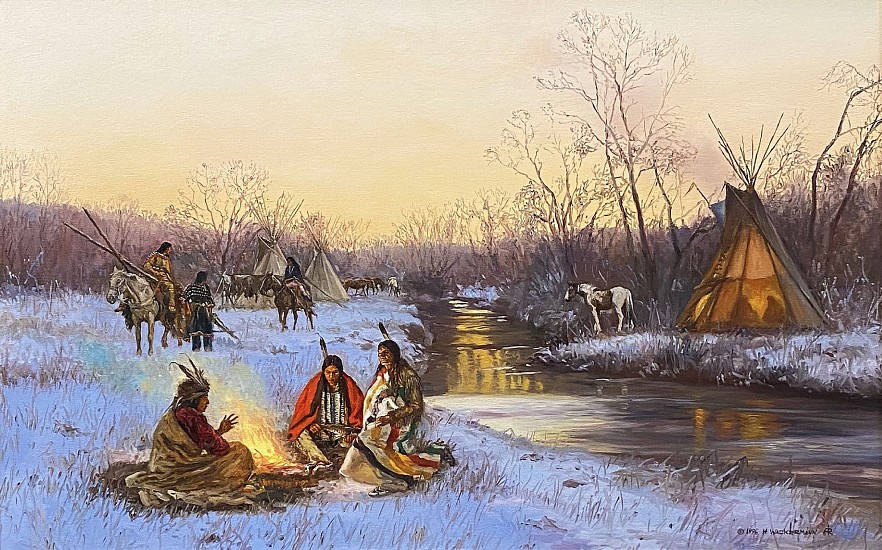 Hubert Wackermann, Dakota Sioux Campfire
Oil on Canvas