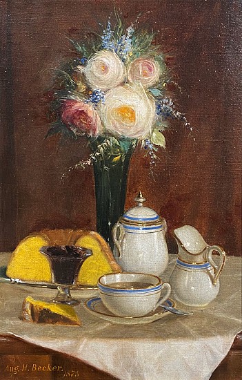 August Becker, The Tea Table with Pound Cake
1875, Oil on Board
