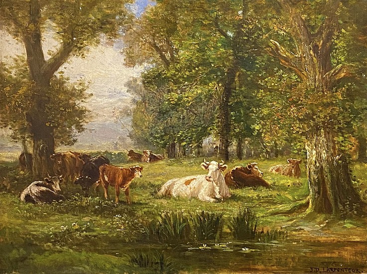 J. Desvereaux Larpenteur, Les Vaches au Repos dans le Champ
Oil on Canvas