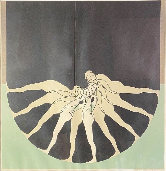 Ernest Tino Trova, Falling Man (Series) (Teal Half Circle)<br />
1971, Silkscreen Print
