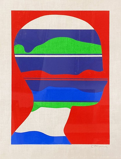 Ernest Tino Trova, Falling Man Profile of Head (Red, Green Blue, White)
Screenprint on Linen