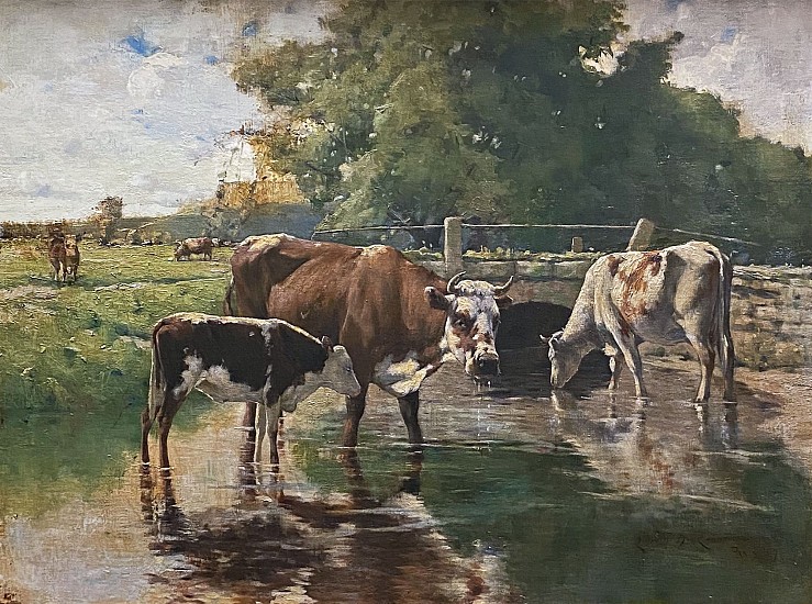 Edwin D. Connell, Landscape with Watering Cattle
1907, Oil on Canvas