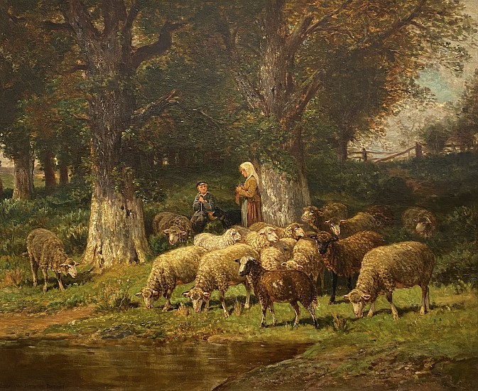 J. Desvereaux Larpenteur, Shepherdess with Flock
Oil Painting on Canvas