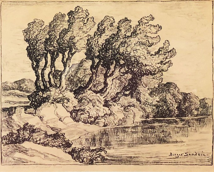 Birger Sandzen, River and Cottonwood Trees
Lithograph