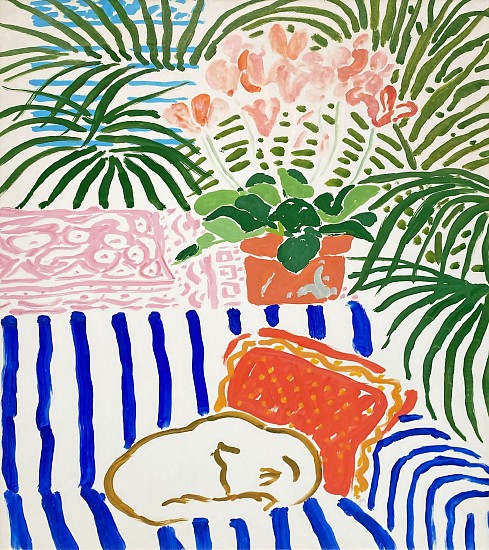 Johannes Lutz, Cat Nap (Blue Striped Sofa)
Tempura on Board