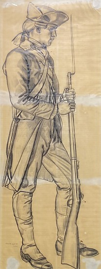 Charles Quest, Study of Soldier Facing Right with Bayonet<br />
For Lousiana Purchase Mural
1934, Pencil Drawing on Paper