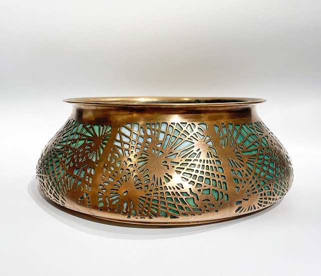 Tiffany & Co., Pine Needle Jardiniere
1899 - 1918, Favrile Glass and Bronze with Original Bronze Insert