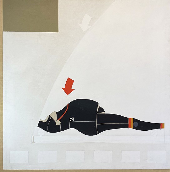 Ernest Tino Trova, Falling Man on Black and White Background
1963, Oil on Canvas