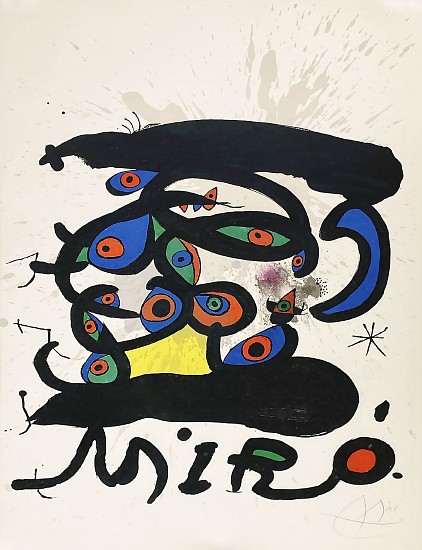 Joan Miro, Affiche Pour L’Exhibition Peintres sur Papier Dessins
Color Lithograph
