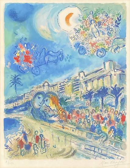 Marc Chagall, Bataille de Fleurs (Carnaval of Flowers), from Nice and the CÁ´te d'Azur
1967, Color Lithograph