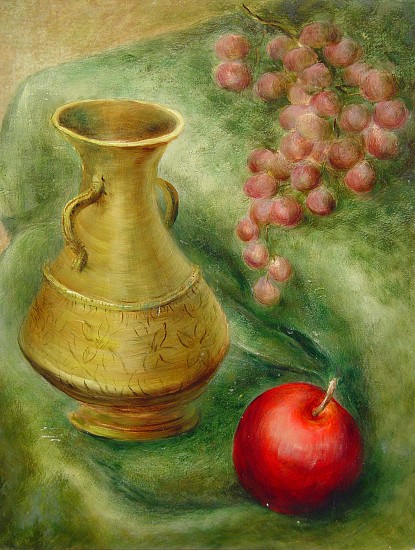 Robert E. Tindall, Still Life with Brass Urn, Grapes, and Apple
Egg Tempera with Resin-oil Glazes