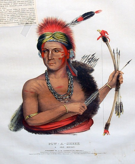 Rice & Clark, Pow-a-sheek
Hand Colored Engraving