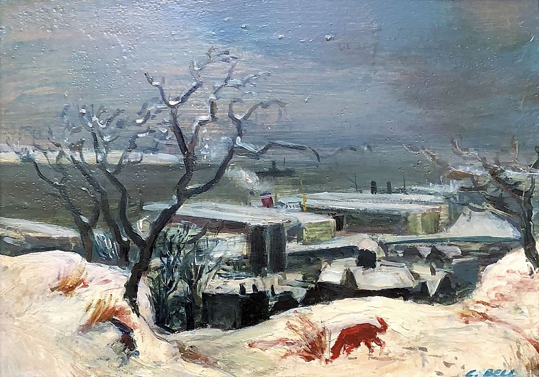 Cecil Crosley Bell, Snow and Gray Sky with Rusty
Oil on Panel